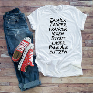 Grappig Bier Rendier Namen Kerstvakantie T-shirt