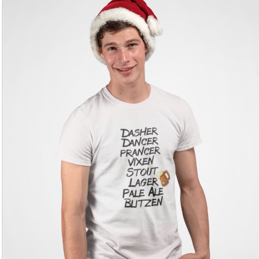 Grappig Bier Rendier Namen Kerstvakantie T-shirt
