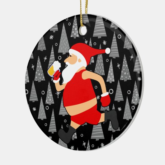 grappig bier santa claus keramisch ornament (Links)