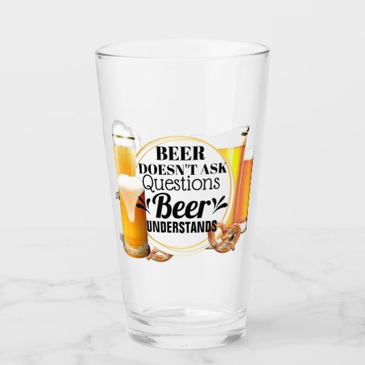 Grappig bier stelt geen vragen die begrijpen dat h glas (Voorkant)