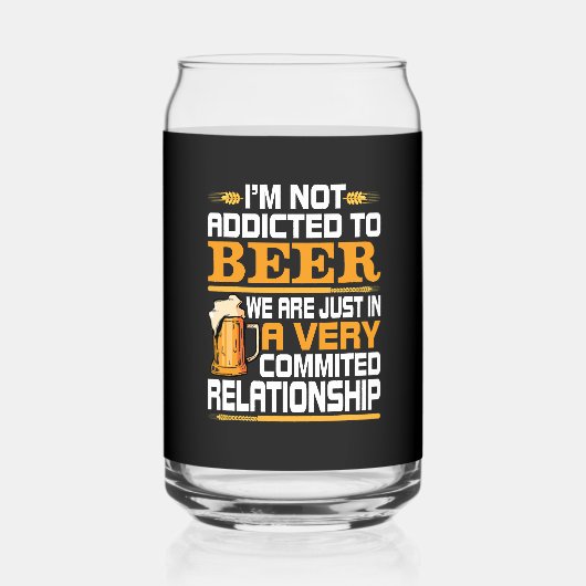 Grappig bier verslaafd woord kunst blikvorm glas (Achterkant)