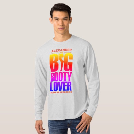 GRAPPIG Big Booty Lover Gradient Spectrum met naam T-shirt (Voorkant volledig)