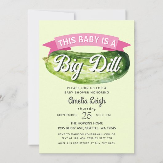 Grappig Big Dill Pickle Girl Baby shower Kaart (Voorkant)