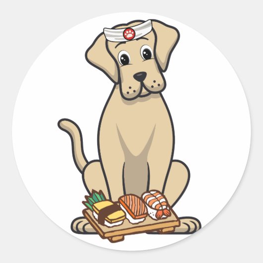 Grappig Big dog is een sushi chef Ronde Sticker (Voorkant)