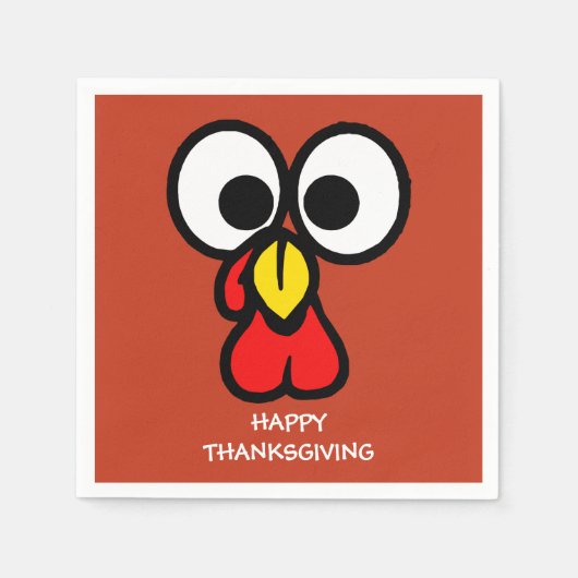 Grappig Big-Eyed Turkije "Happy Thanksgiving" Servet (Voorkant)