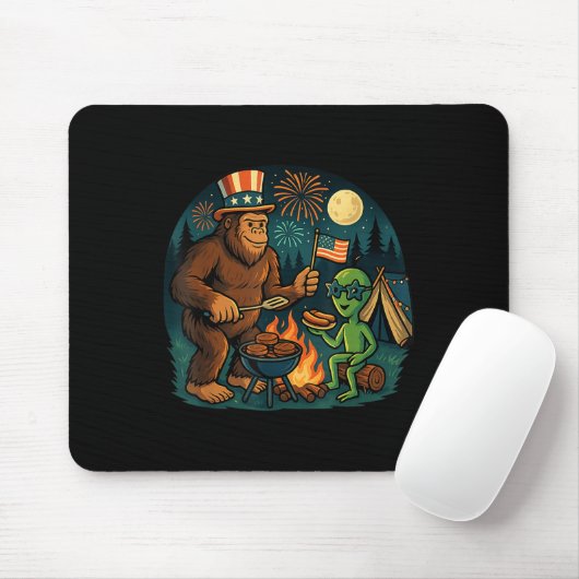 Grappig Bigfoot Alien BBQ kampvuur 4 juli Ameri Muismat (Met muis)