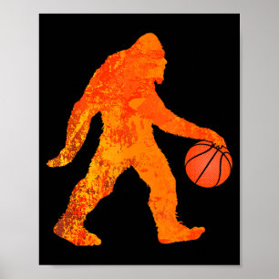 Grappig Bigfoot Basketbal T-shirt Voor Jongens Mei Poster