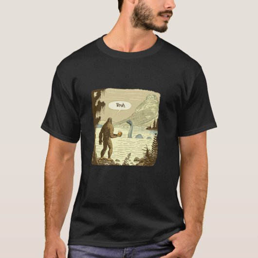 Grappig Bigfoot en Nessie Bruh Moment Beer T Shirt (Voorkant)