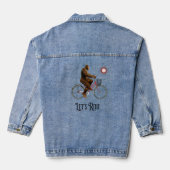 Grappig Bigfoot Fietsavontuur Retro Denim Jacket (Achterkant)