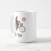 Grappig Bigfoot Fietsavontuur Retro Koffiemok (Voorkant links)