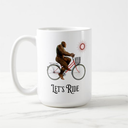 Grappig Bigfoot Fietsavontuur Retro Koffiemok (Links)