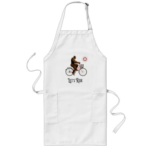Grappig Bigfoot Fietsavontuur Retro Lang Schort (Voorkant)