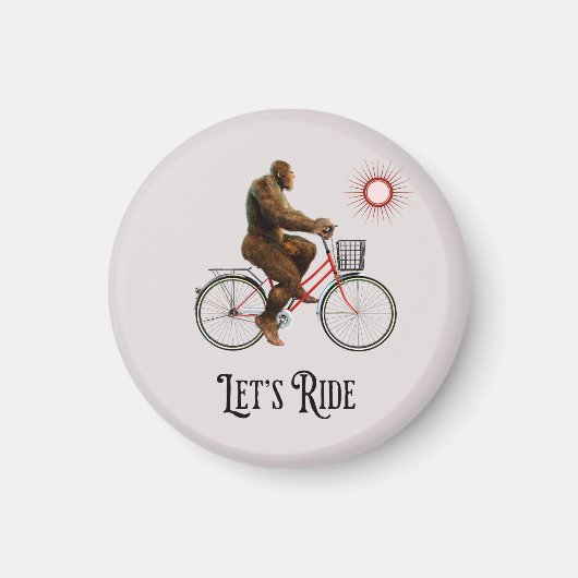 Grappig Bigfoot Fietsavontuur Retro Magneet (Voorkant)