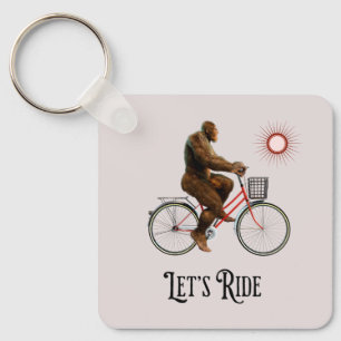 Grappig Bigfoot Fietsavontuur Retro Sleutelhanger