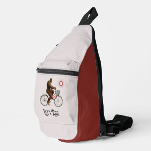 Grappig Bigfoot Fietsavontuur Retro Sling Bag