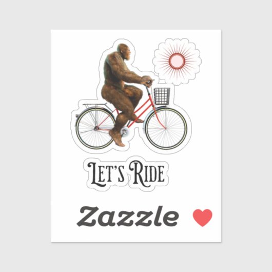 Grappig Bigfoot Fietsavontuur Retro Sticker (Vel)