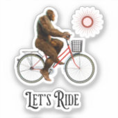 Grappig Bigfoot Fietsavontuur Retro Sticker (Voorkant)