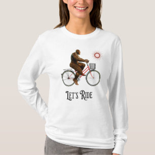 Grappig Bigfoot Fietsavontuur Retro T-shirt