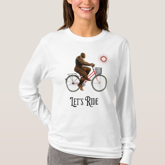 Grappig Bigfoot Fietsavontuur Retro T-shirt (Voorkant)