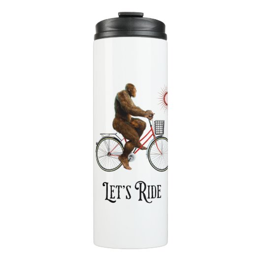 Grappig Bigfoot Fietsavontuur Retro Thermosbeker (Voorkant)