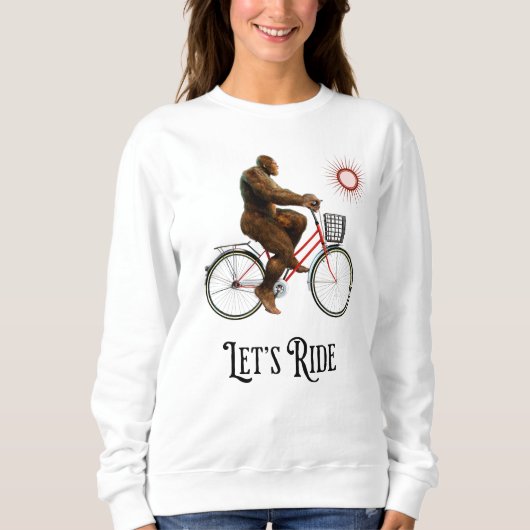 Grappig Bigfoot Fietsavontuur Retro Trui (Voorkant)
