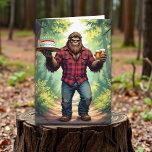 Grappig Bigfoot Happy Birthday Husband Kaart<br><div class="desc">Grappige verjaardagskaart voor een man met een illustratie van een Bigfoot met een verjaardagstaart en twee biertjes. Voeg wat leuke humor toe aan zijn dag met deze gekke sasquatch-kaart!</div>