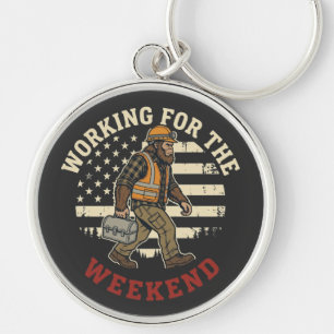 Grappig Bigfoot Labor Day-shirt met vlag van de VS Sleutelhanger