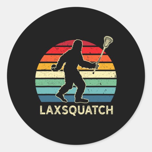 Grappig Bigfoot Lacrosse Lax Sasquatch Lacrosse Te Ronde Sticker (Voorkant)