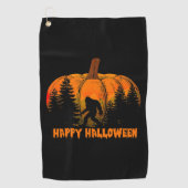 Grappig  Bigfoot pompoen Halloween Trick Golfhanddoek (Voorkant)