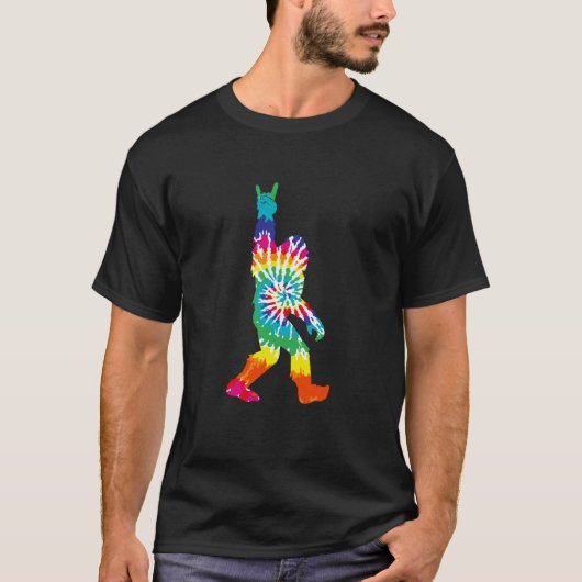 Grappig Bigfoot Rock and Roll Tie Dye Shirt Sasqua (Voorkant)
