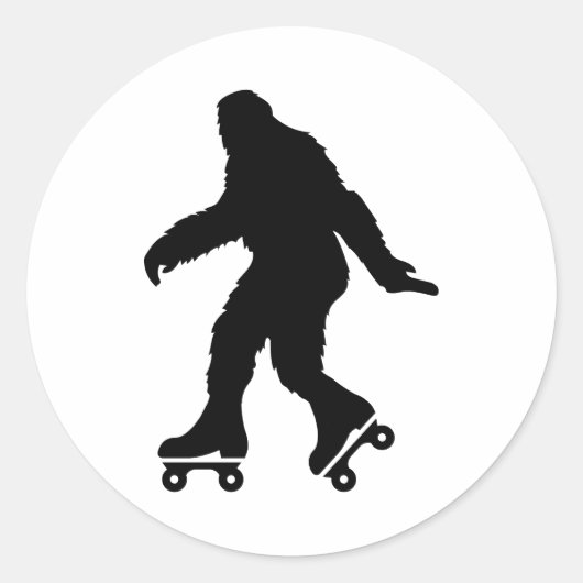 Grappig Bigfoot Rolschaatsen Ronde Sticker (Voorkant)