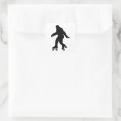 Grappig Bigfoot Rolschaatsen Vierkante Sticker (Tas)
