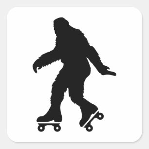 Grappig Bigfoot Rolschaatsen Vierkante Sticker