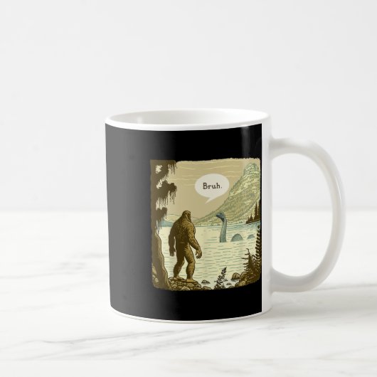 Grappig Bigfoot Sasquatch Loch Ness Monster Introv Koffiemok (Rechts)
