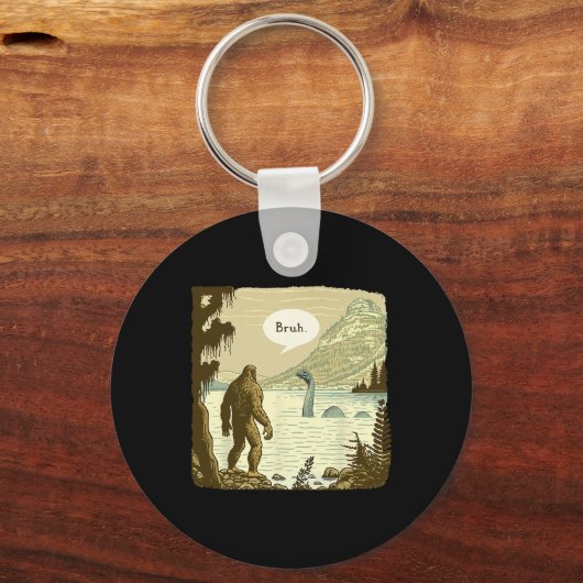 Grappig Bigfoot Sasquatch Loch Ness Monster Introv Sleutelhanger (Voorkant)
