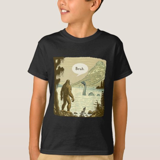 Grappig Bigfoot Sasquatch Loch Ness Monster Introv T-shirt (Voorkant)