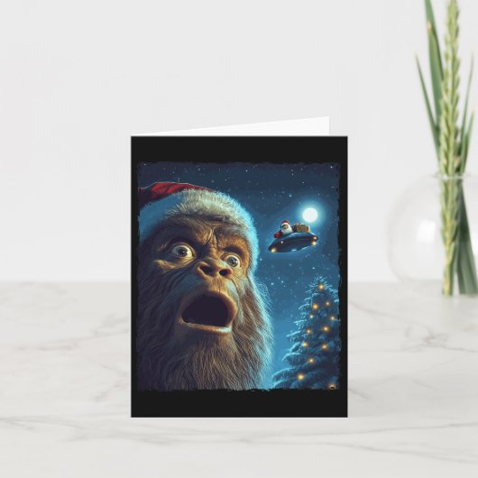 Grappig Bigfoot Sasquatch Selfie Santa Ufo Xmas Ke Kaart (Voorkant)