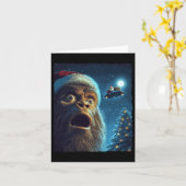 Grappig Bigfoot Sasquatch Selfie Santa Ufo Xmas Ke Kaart (Gele Bloem)