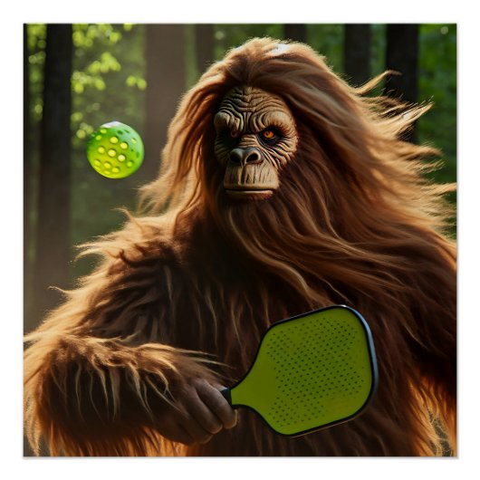 Grappig Bigfoot spelen Pickleball Perfect Poster (Voorkant)