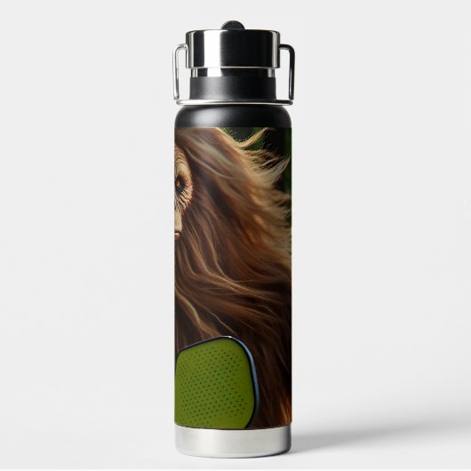 Grappig Bigfoot spelen Pickleball Waterfles (Achterkant)