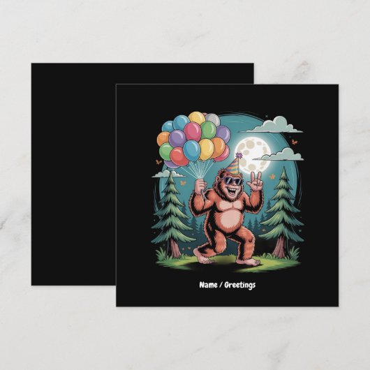 Grappig Bigfoot Verjaardagsfeest Bash Ballonnen Kaart (Voorkant / Achterkant)