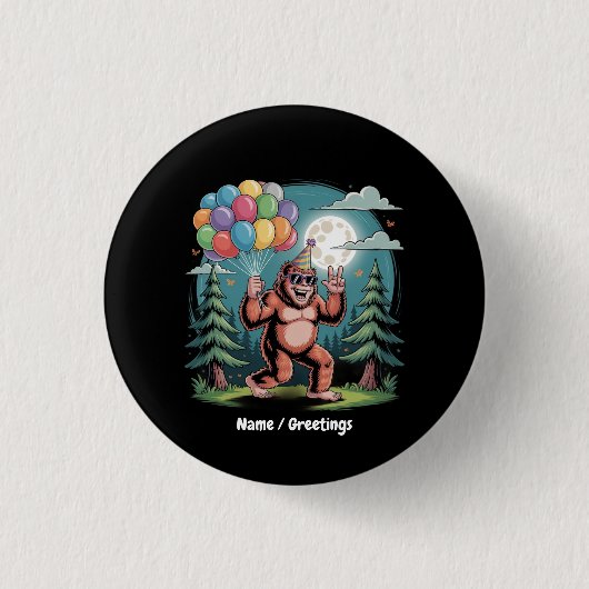 Grappig Bigfoot Verjaardagsfeest Bash Ballonnen Ronde Button 3,2 Cm (Voorkant)