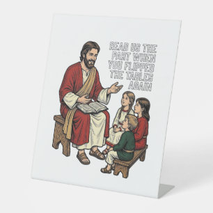 Grappig Bijbelverhaal Vintage Religieuze Leraar T- Reclamebord Met Voetstuk