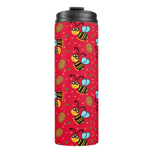 Grappig bijenpatroon thermosbeker (Voorkant)