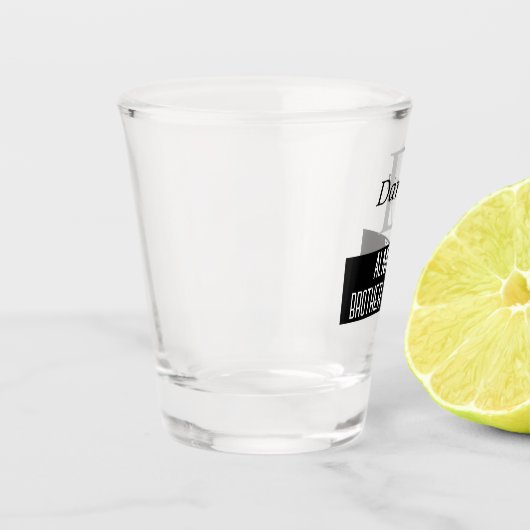 Grappig Bijna Broeder in de wet Monogram Shot Glas (Links)