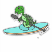 Grappig bijpassend Zee schildpad kajakken Cartoon Sticker (Voorkant)