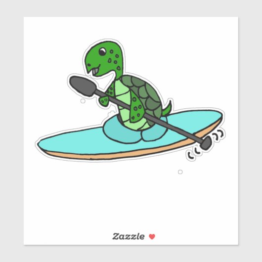 Grappig bijpassend Zee schildpad kajakken Cartoon Sticker (Vel)