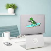 Grappig bijpassend Zee schildpad kajakken Cartoon Sticker (Laptop op bureau)