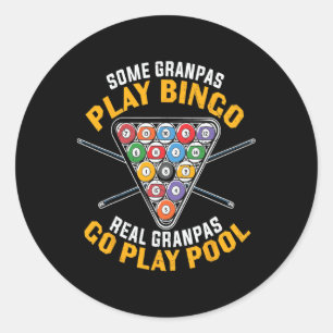 Grappig biljart zwembad opa professionele biljart ronde sticker