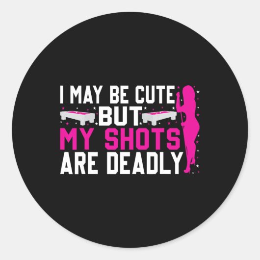 Grappig biljartontwerp voor dames poolspeler dames ronde sticker (Voorkant)